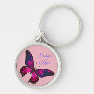 Roze vlinder *Personaliseren* Sleutelhanger