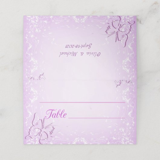 Roze vlinder plaatskaartje (Buitenkant ongevouwen)