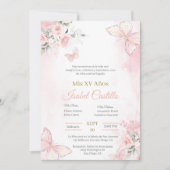 Roze vlinder Quinceanera uitnodiging (Voorkant)