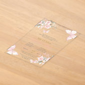 Roze vlinder Quinceanera uitnodiging (Laagn)