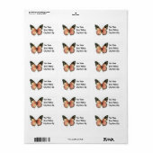  Roze Vlinder Retour Adres Label (Full Sheet)