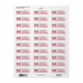 Roze Vlinder Retouradreslabel Etiket (Full Sheet)