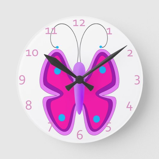 Roze vlinder ronde klok (Voorkant)