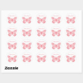Roze vlinder ronde sticker (Vel)
