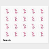 roze vlinder ronde sticker (Vel)