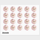 roze vlinder ronde sticker (Vel)