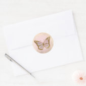 roze vlinder ronde sticker (Envelop)