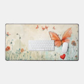 Roze Vlinder & Rood Hart Bureaumat (Keyboard & Muis)