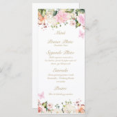 Roze vlinder roos boeket menu (Voorkant / Achterkant)