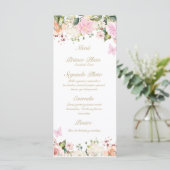 Roze vlinder roos boeket menu (Staand voorkant)