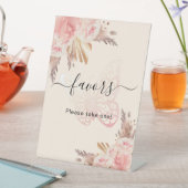 Roze vlinder rozen beige pampas voorkeursbord reclamebord met voetstuk (Insitu)