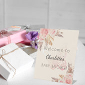 Roze vlinder rozen pampas Baby shower welkom Reclamebord Met Voetstuk