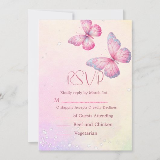 Roze Vlinder RSVP Baby Shower QR Code Kaart (Voorkant)