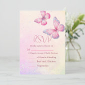 Roze Vlinder RSVP Baby Shower QR Code Kaart (Staand voorkant)