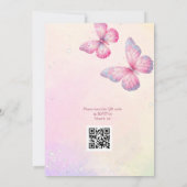 Roze Vlinder RSVP Baby Shower QR Code Kaart (Achterkant)