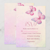 Roze Vlinder RSVP Baby Shower QR Code Kaart (Voorkant / Achterkant)