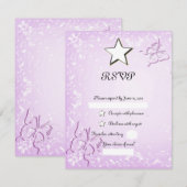 Roze vlinder RSVP kaartje (Voorkant / Achterkant)