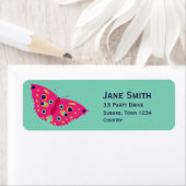 Roze vlinder schattig stijlvol etiket (Insitu)