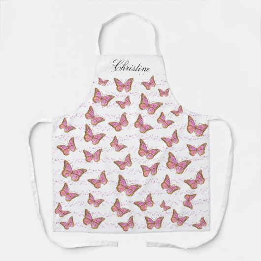 roze vlinder schort (Voorkant)