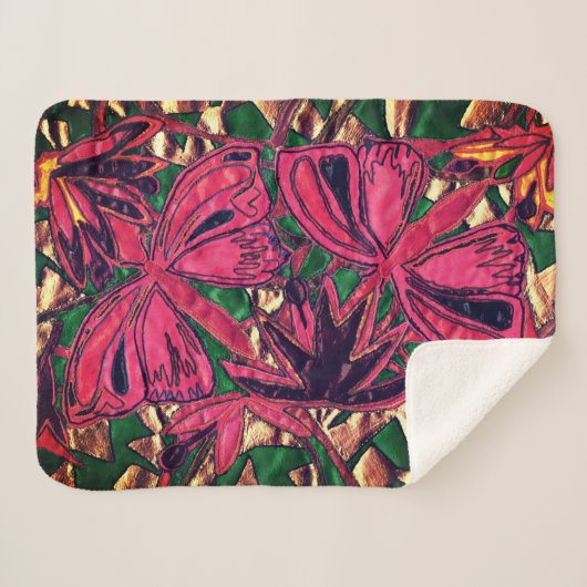 Roze vlinder sherpa deken (Voorkant (horizontaal))