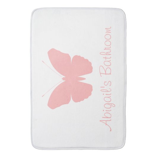 Roze vlinder silhouet ontwerp (gepersonaliseerd) badmat (Voorkant Verticaal)