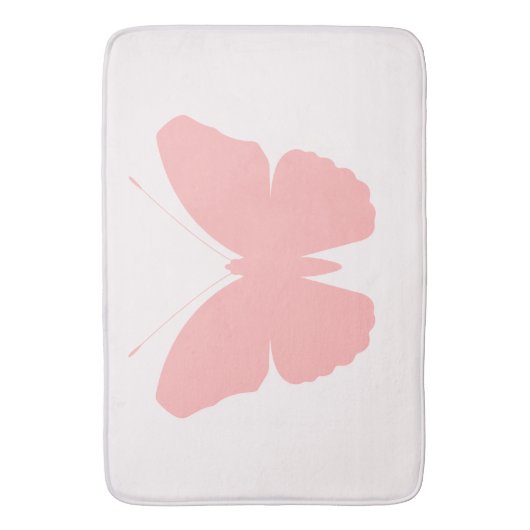 Roze vlinder silhouet ontwerp op licht roze badmat (Voorkant Verticaal)