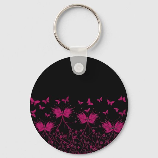 roze vlinder sleutelhanger (Voorkant)