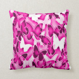 Roze vlinder Sparkle Camo Plush Sierkussen