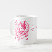 Roze Vlinder Spreid je vleugels en vlieg Koffiemok (Voorkant links)