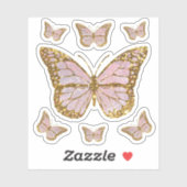 roze vlinder sticker (Vel)