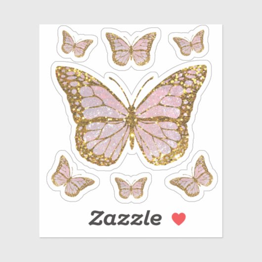 roze vlinder sticker (Vel)