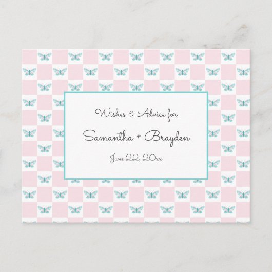 Roze Vlinder + Stippen Baby shower Advies Kaarten (Voorkant)