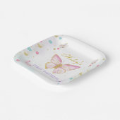 Roze Vlinder thema Verjaardagspapier Bord (Gebogen)