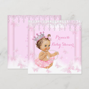 Roze Vlinder Tiara Prinses Baby Shower Bruine Hare Kaart