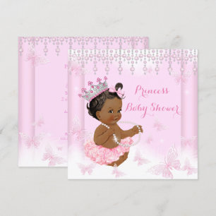 Roze Vlinder Tiara Prinses Baby Shower Etnisch Kaart
