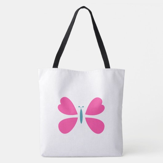 Roze vlinder tote bag (Achterkant)