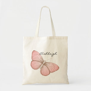 Roze vlinder tote bag
