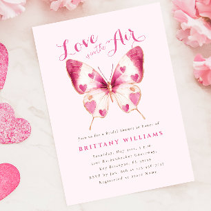 Roze Vlinder Valentijns Bruiloft Uitnodiging