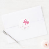 Roze vlinder Valentijnsdag Ronde Sticker (Envelop)
