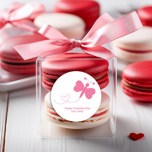 Roze vlinder Valentijnsdag Ronde Sticker