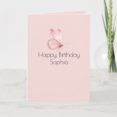 Roze Vlinder Verjaardag Kaart (Voorkant)