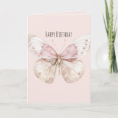 Roze Vlinder Verjaardag Kaart (Voorkant)
