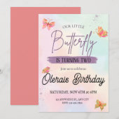 Roze Vlinder Verjaardag Kaart (Voorkant / Achterkant)