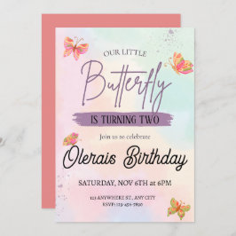 Roze Vlinder Verjaardag Kaart