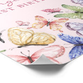 Roze Vlinder Verjaardag Poster (Hoek)