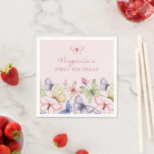 Roze Vlinder Verjaardag Servet (Insitu)