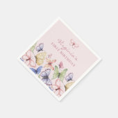 Roze Vlinder Verjaardag Servet (Hoek)