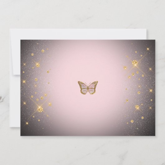 Roze vlinder Verjaardag Uitnodiging (Achterkant)