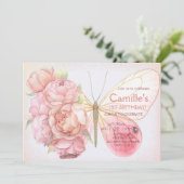 Roze Vlinder Verjaardagsfeestje Bloemmeisje Kaart (Staand voorkant)