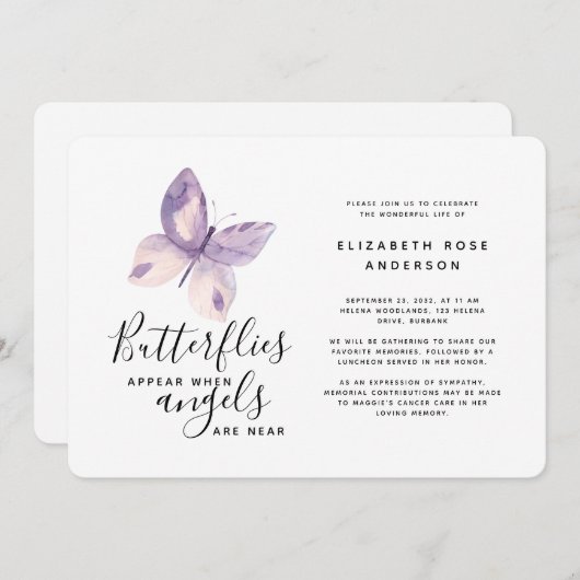 Roze vlinder | Viering van het leven Kaart (Voorkant / Achterkant)